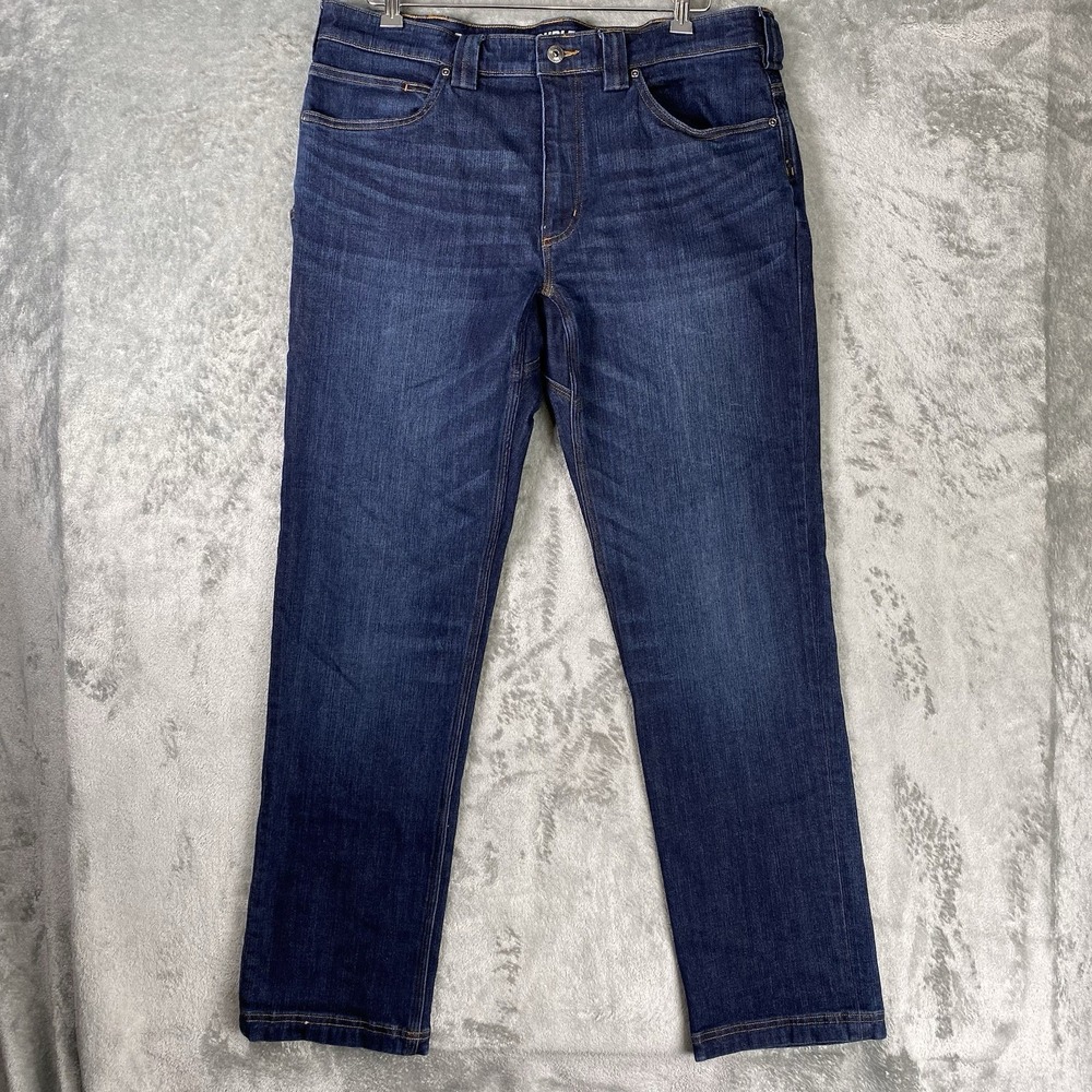 Duluth Trading Ballroom Double‎ Flex Jeans Mens 36x32 Slim Fit Dark Wash Denim